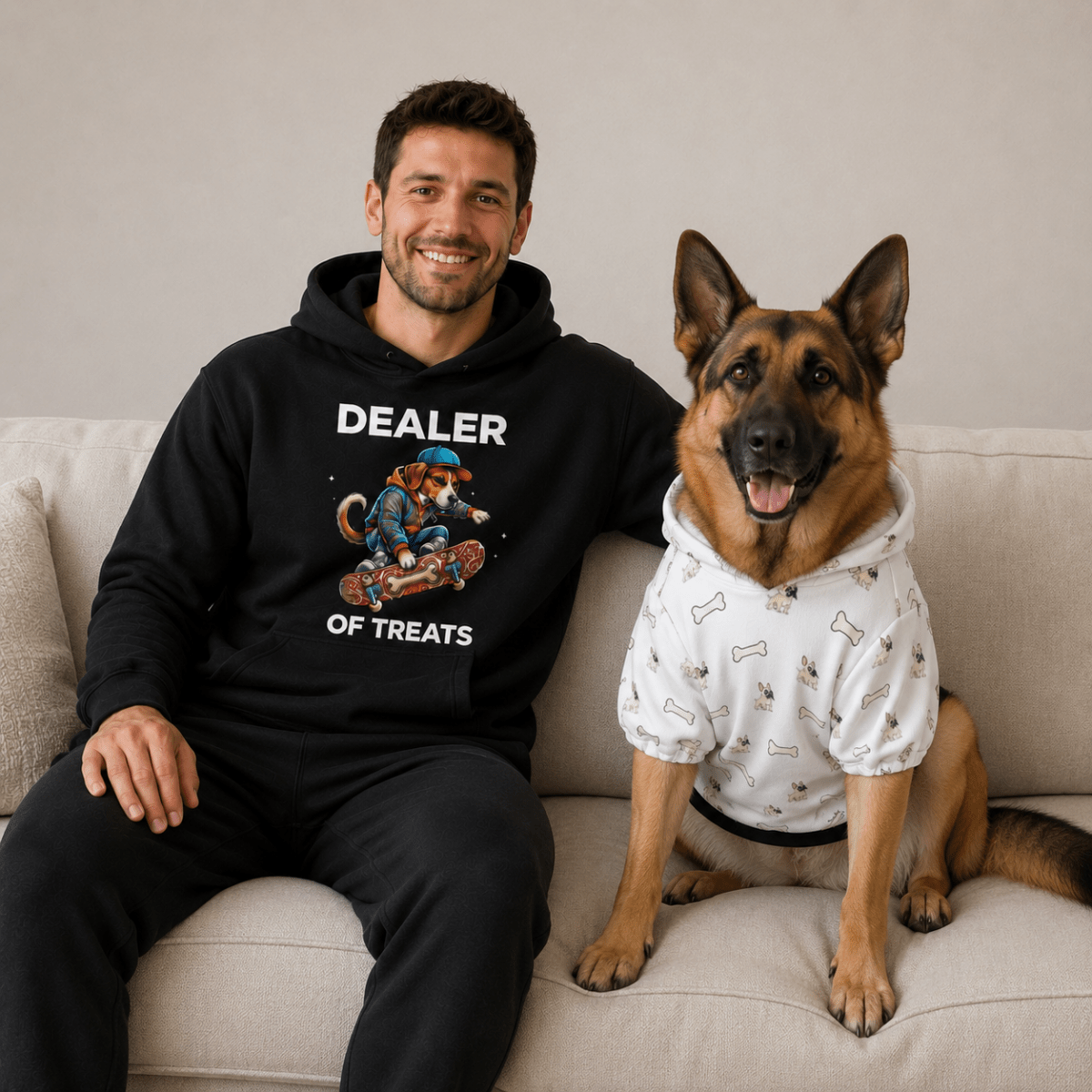 Dealer & Lover of Treats Pet and Human Hoodie Set - FluffnCoBlackxsSmatchingset