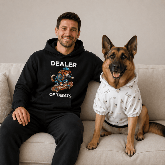 Dealer & Lover of Treats Pet and Human Hoodie Set - FluffnCoBlackxsSmatchingset