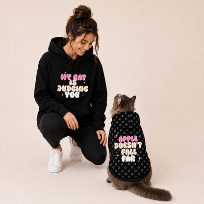 My Cat is Judging You Pet and Owner Hoodie Set
