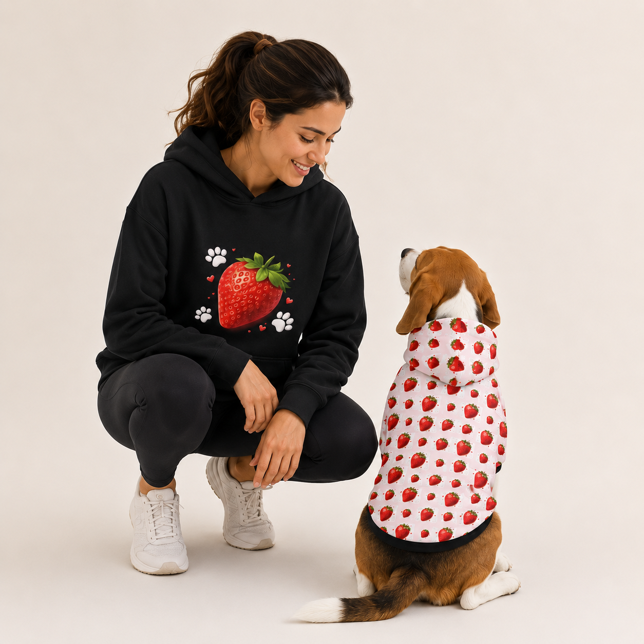 Strawberry Pet and Owner Hoodie Set