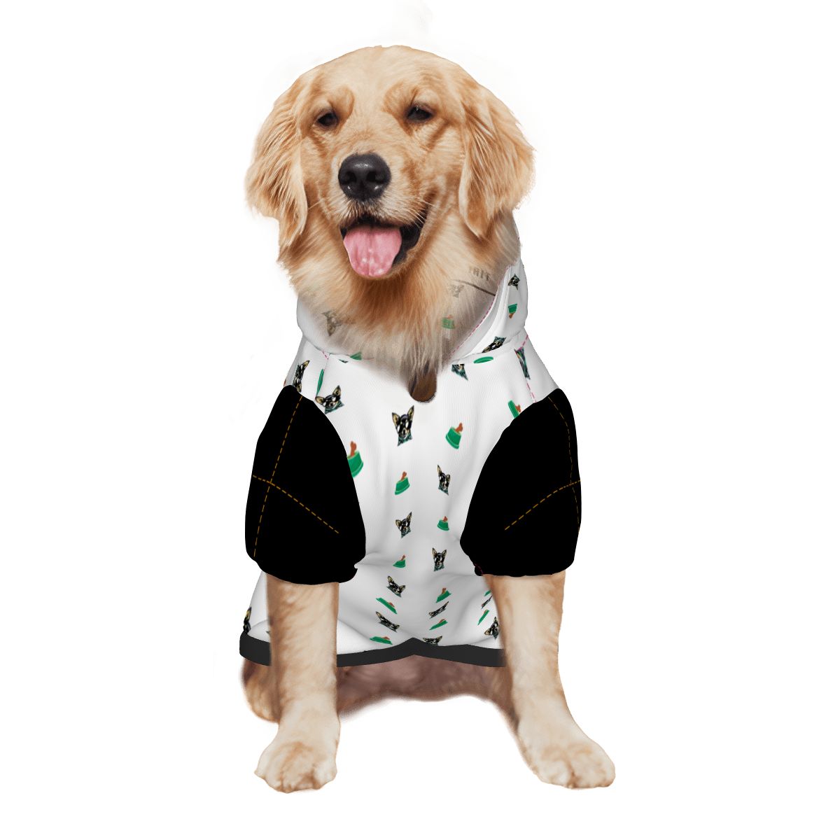 Dog wearing Chihuahua Pet Only Hoodie Addon pet hoodie back side view 2