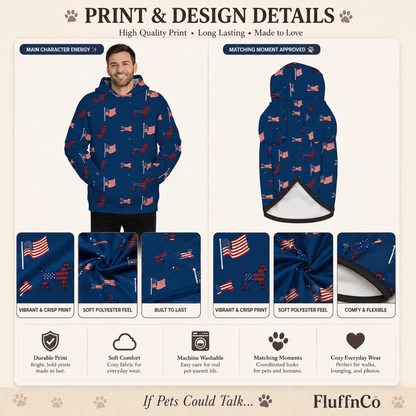 US Themed All Over Print Pet and Human Hoodie Set - FluffnCoSSAOPmatching