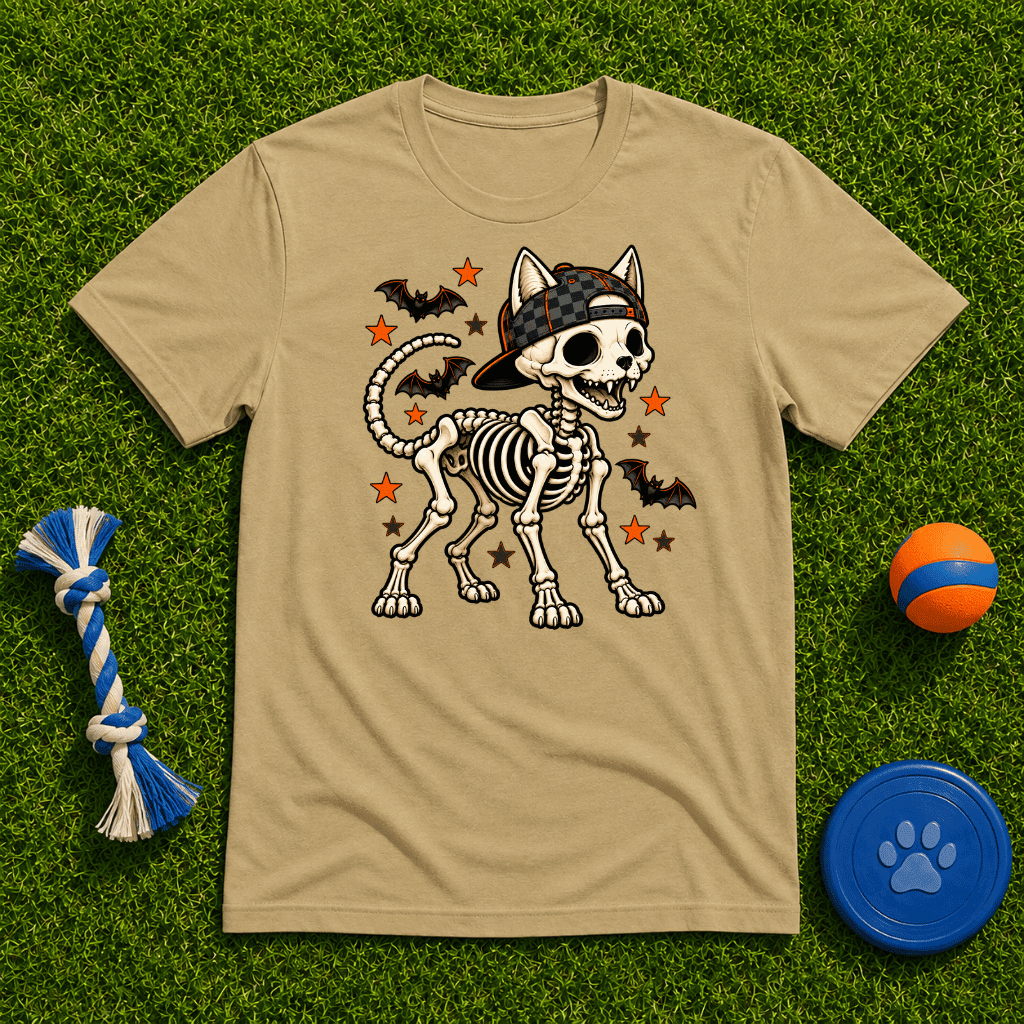 Dog Skeleton Halloween T Shirt - FluffnCoblackxs
