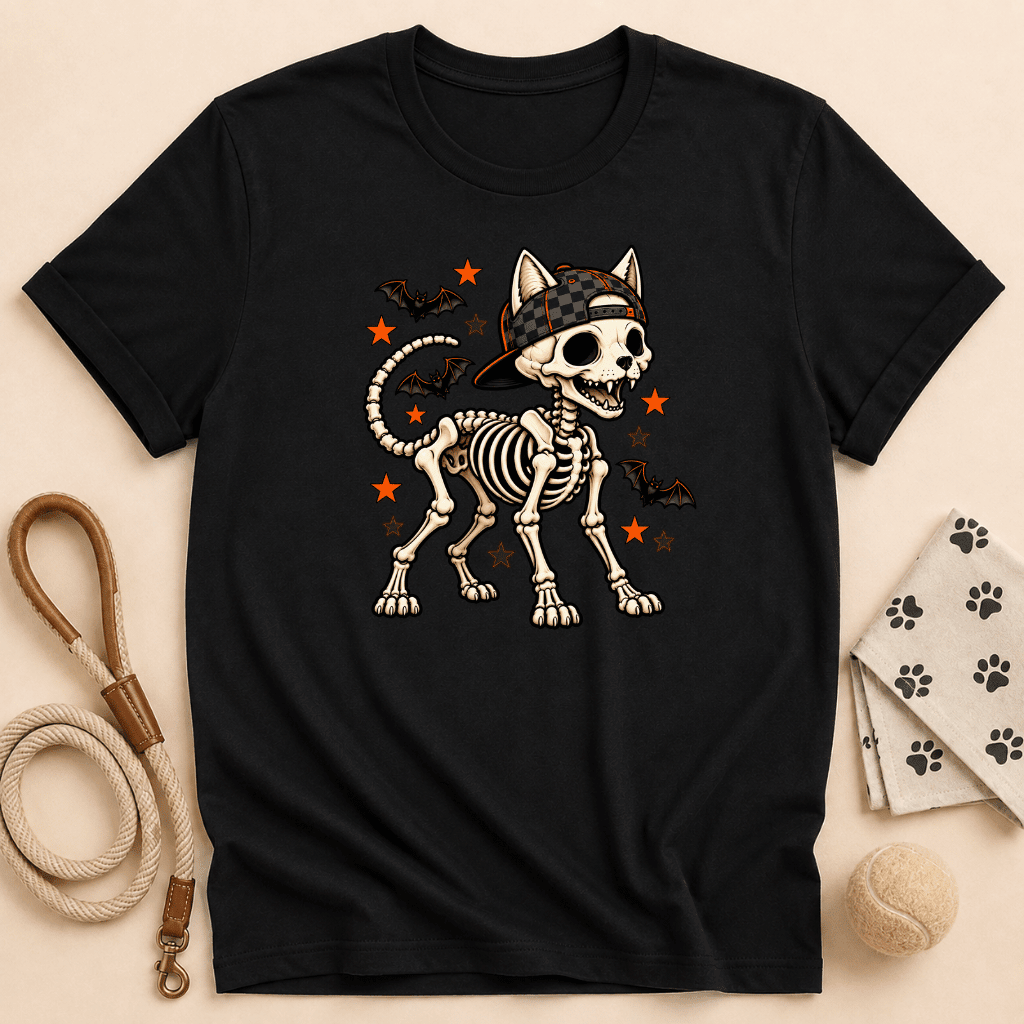 Dog Skeleton Halloween T Shirt - FluffnCoblackxs