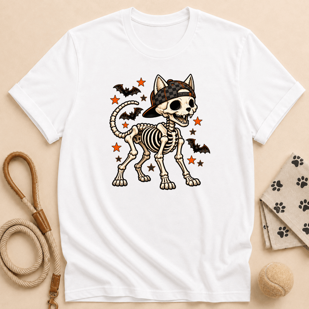 Dog Skeleton Halloween T Shirt - FluffnCoblackxs
