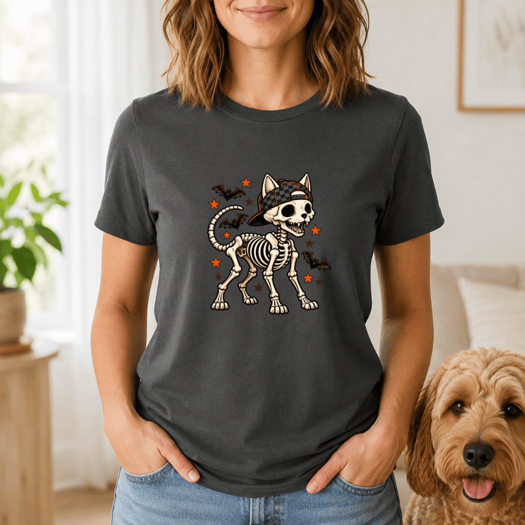 Dog Skeleton Halloween T Shirt - FluffnCoblackxs