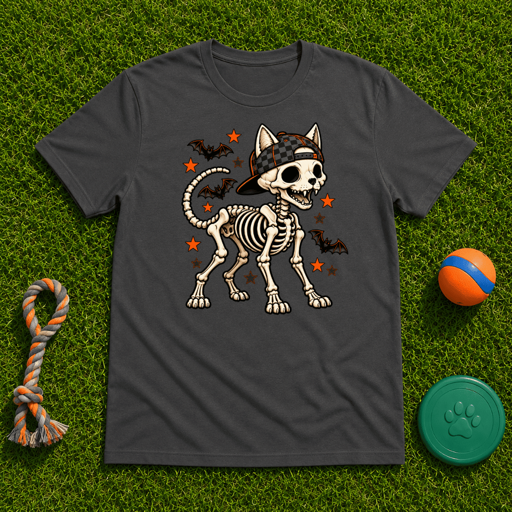 Dog Skeleton Halloween T Shirt - FluffnCoblackxs