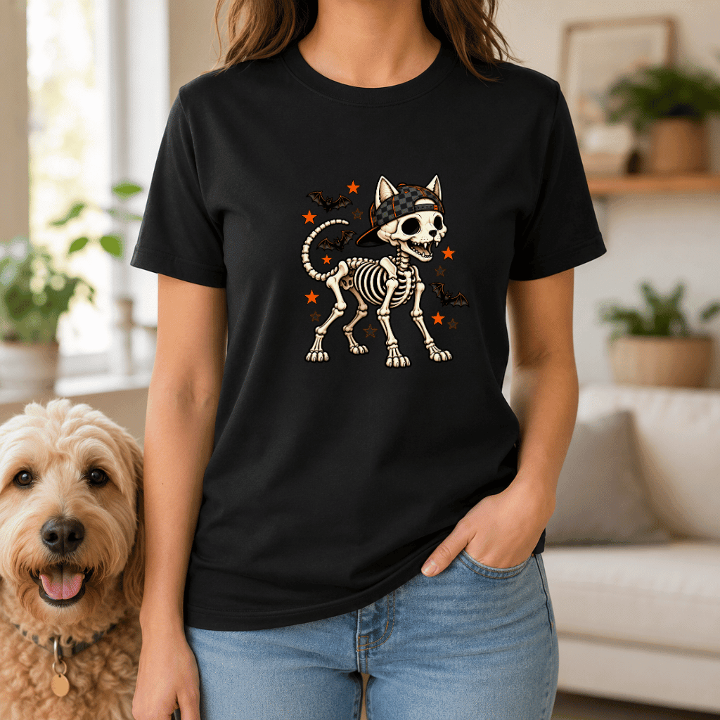 Dog Skeleton Halloween T Shirt - FluffnCoblackxs