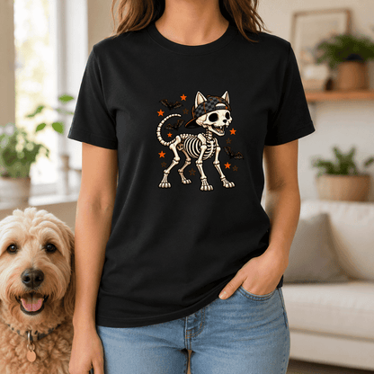 Dog Skeleton Halloween T Shirt - FluffnCoblackxs
