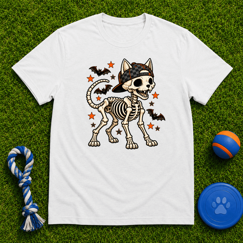 Dog Skeleton Halloween T Shirt - FluffnCoblackxs