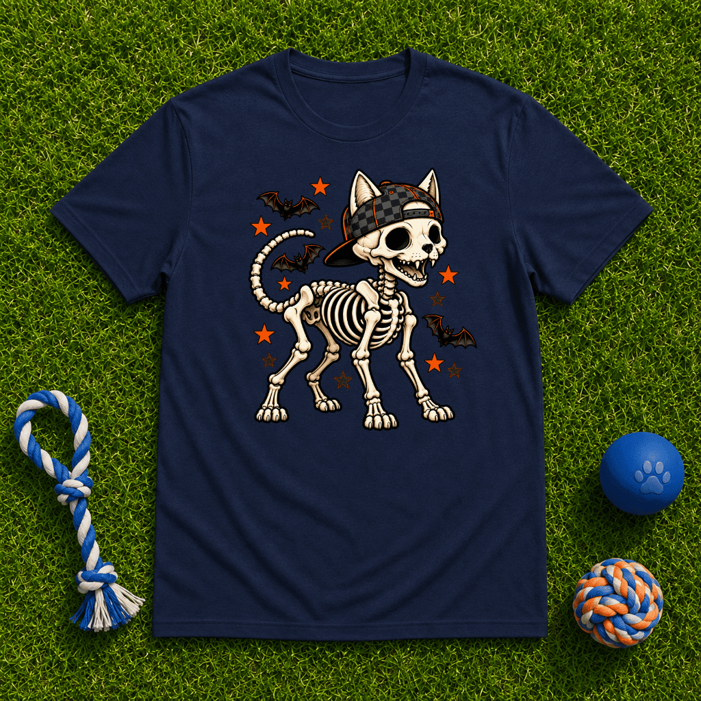 Dog Skeleton Halloween T Shirt - FluffnCoblackxs