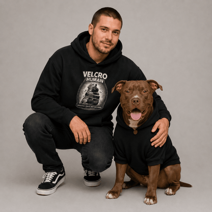 Velcro Human & Dog Pet and Human Hoodie Set - FluffnCoSBlackxsmatchingset