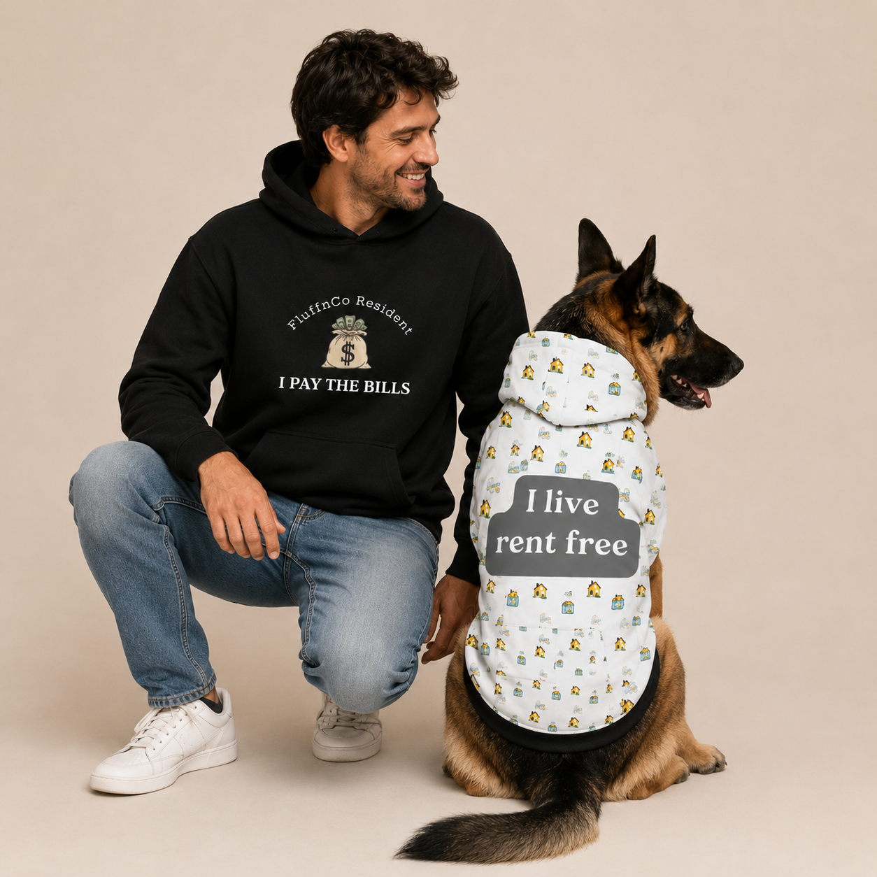 I Pay the Bills Pet and Owner Hoodie Set