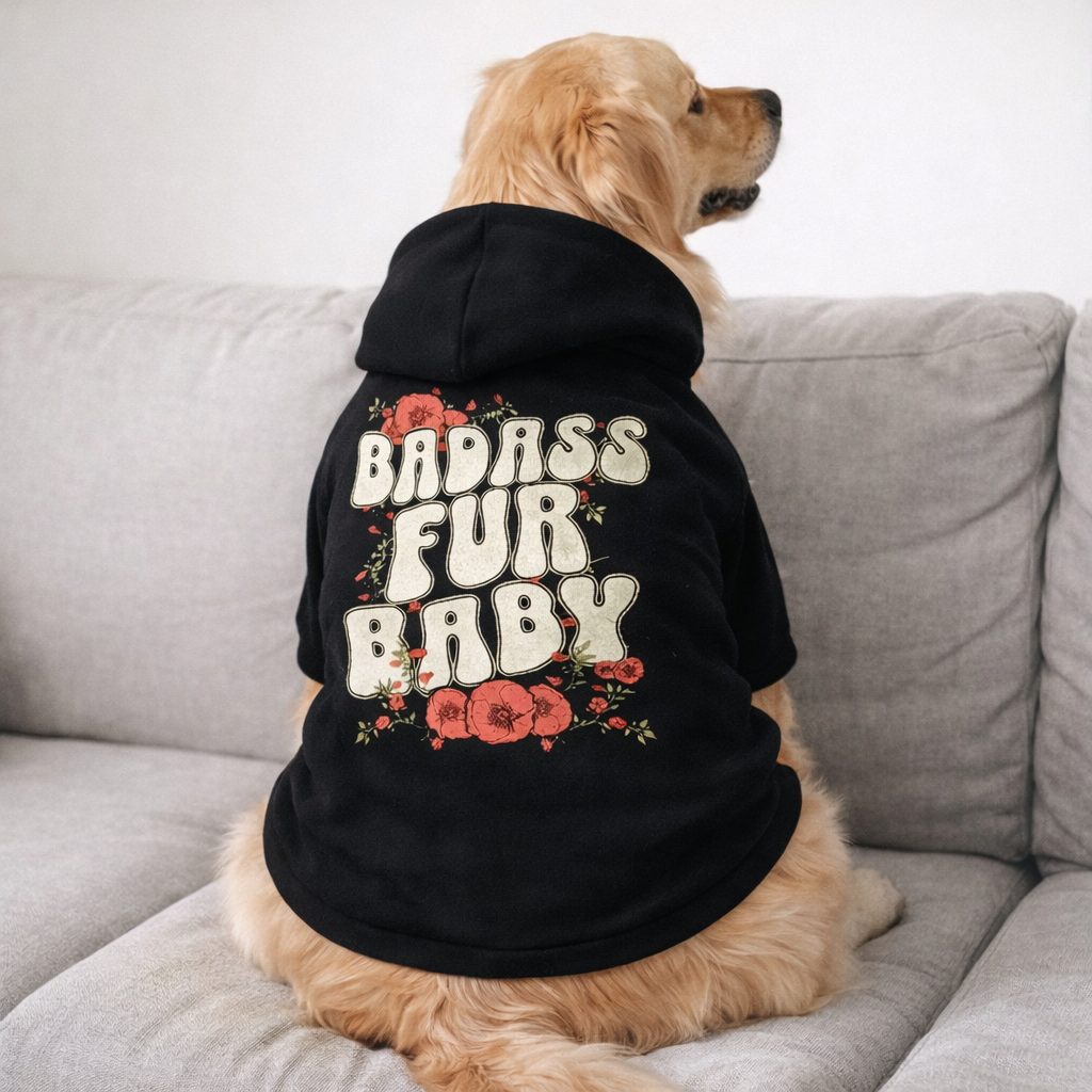 Badass Fur Mama & Fur Bay Pet and Human Hoodie Set - Dog facing backwards