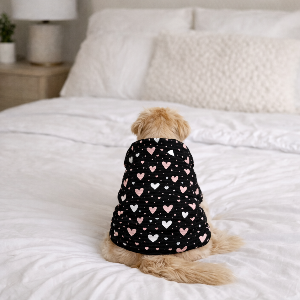 Pink and White Hearts All Over Print Pet and Human Hoodie Set - Dog