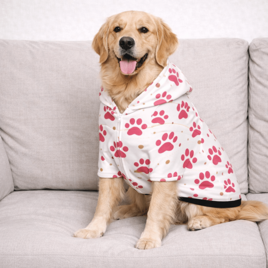 Pink Paw Graphic and Pattern Pet and Human Hoodie Set - FluffnCoblackxsSmatchingset