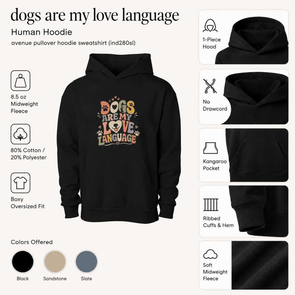 Dogs are my Love Language Pet and Owner Hoodie Set - FluffnCoBlackxsS