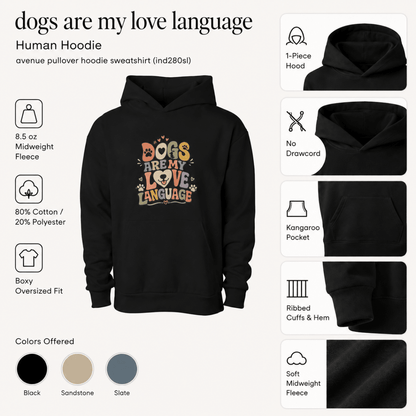 Dogs are my Love Language Pet and Owner Hoodie Set - FluffnCoBlackxsS