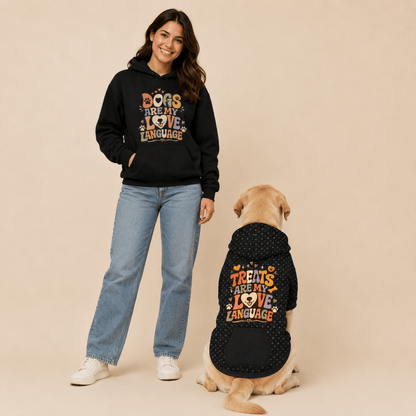 Dogs are my Love Language Pet and Owner Hoodie Set - FluffnCoBlackxsS