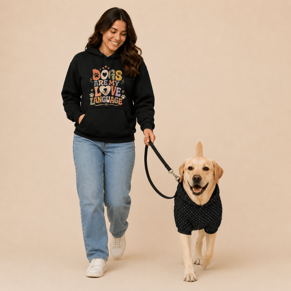 Dogs are my Love Language Pet and Owner Hoodie Set - FluffnCoBlackxsS