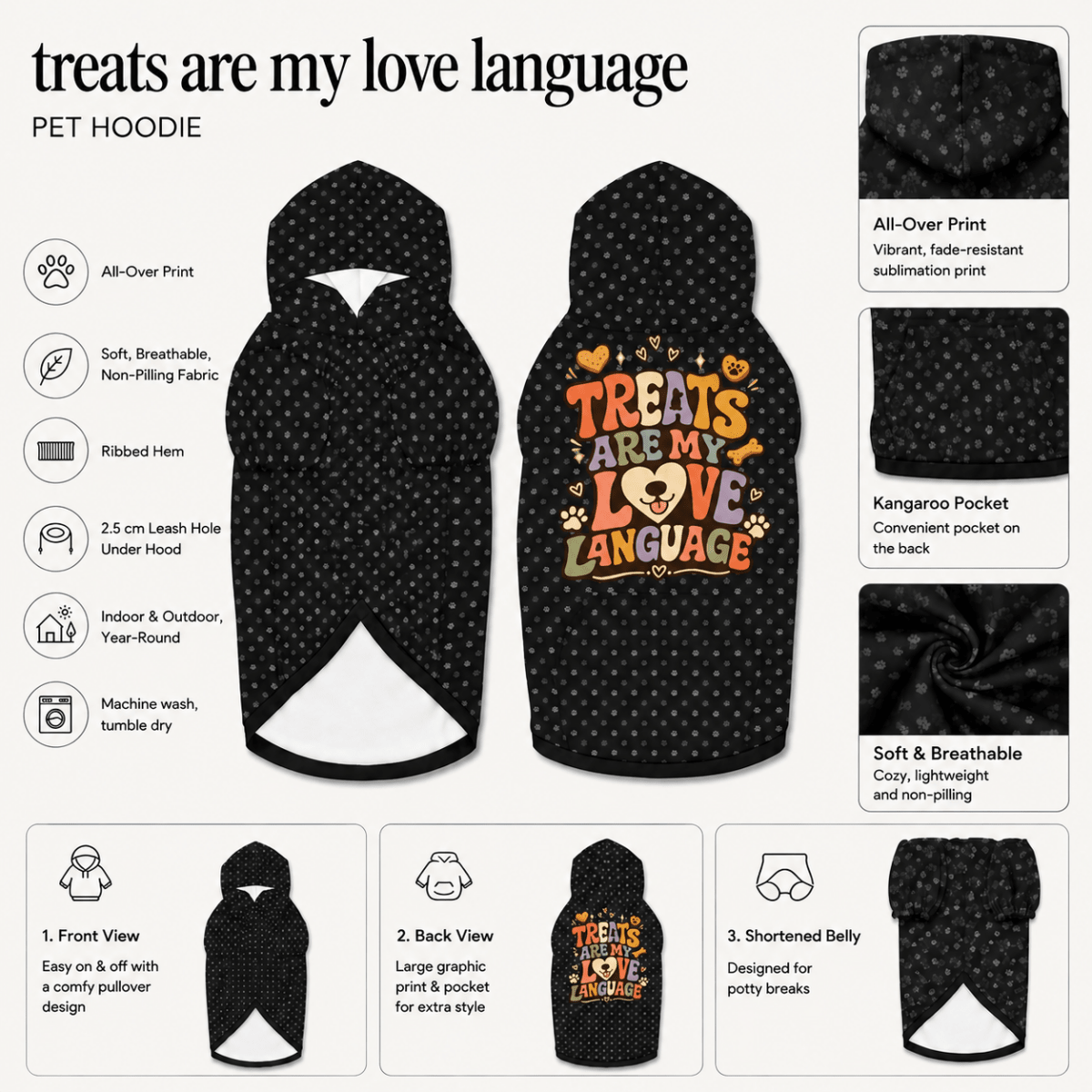 Dogs are my Love Language Pet and Owner Hoodie Set - FluffnCoBlackxsS