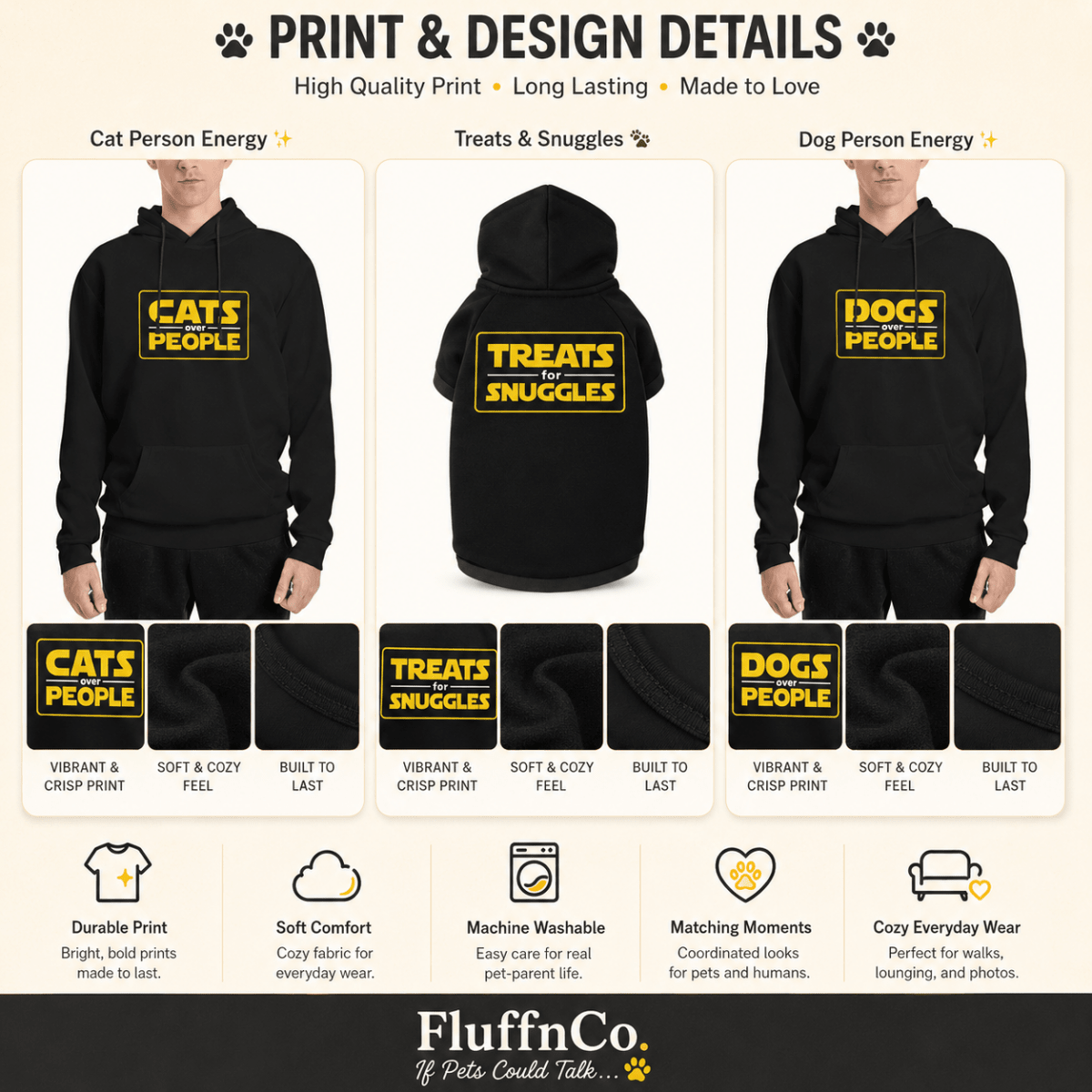 Dogs over People Matching Pet & Owner Hoodie Set - FluffnCoBlue MagicxsSmatchingset