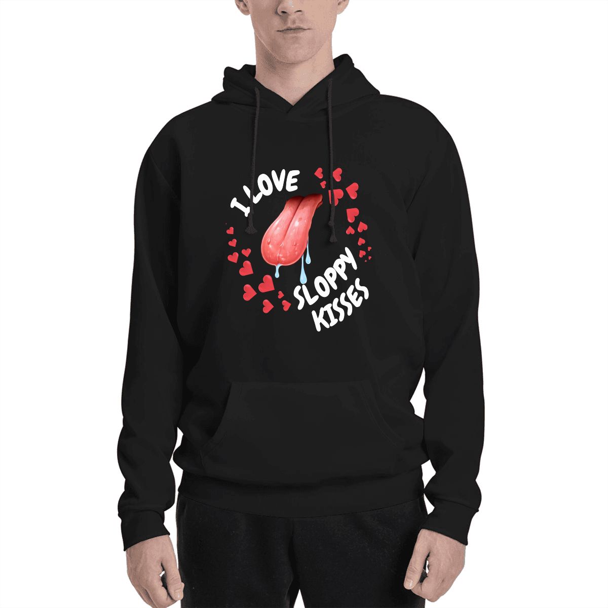 Human wearing Sloppy Kisses Pet and Owner Set Front View