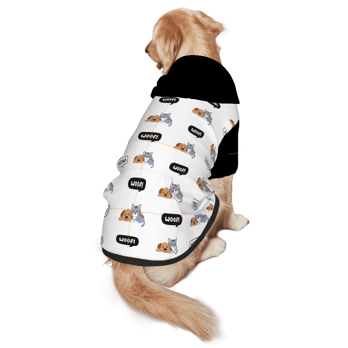 Dog wearing Paw Love Pet-Only Hoodie (Add-On) pet hoodie side view