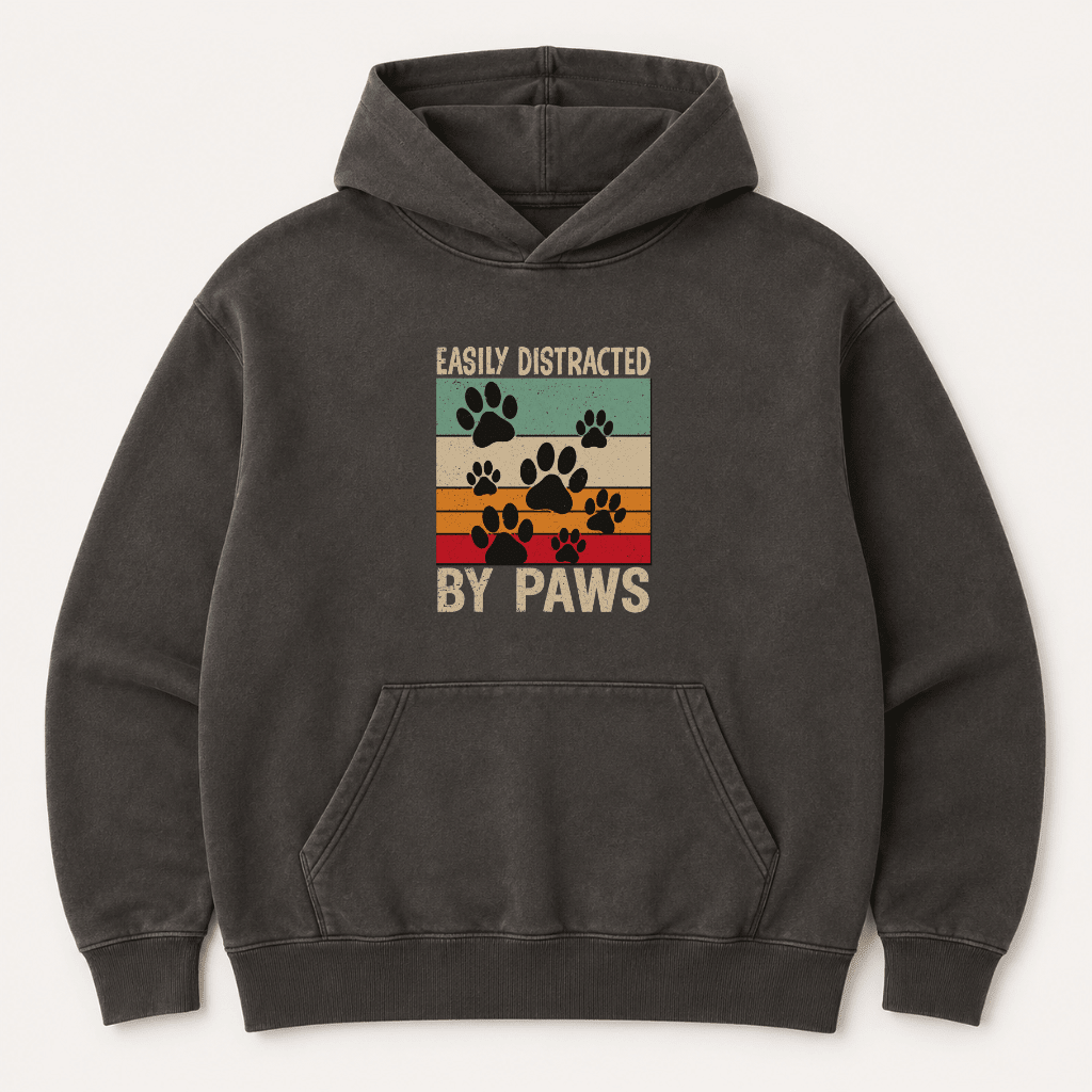 Easily Distracted by Paws Human Hoodie - FluffnCoPigment Blackxshuman only