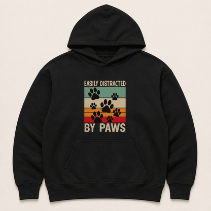 Easily Distracted by Paws Human Hoodie - FluffnCoPigment Blackxshuman only