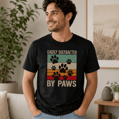 Easily Distracted by Paws T Shirt - FluffnCoDark Greyxs