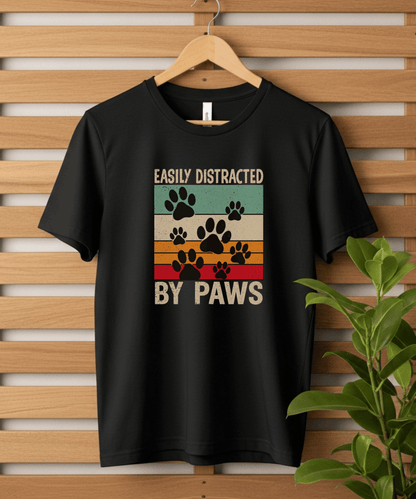 Easily Distracted by Paws T Shirt - FluffnCoDark Greyxs