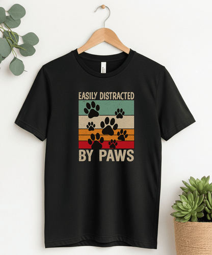 Easily Distracted by Paws T Shirt - FluffnCoDark Greyxs
