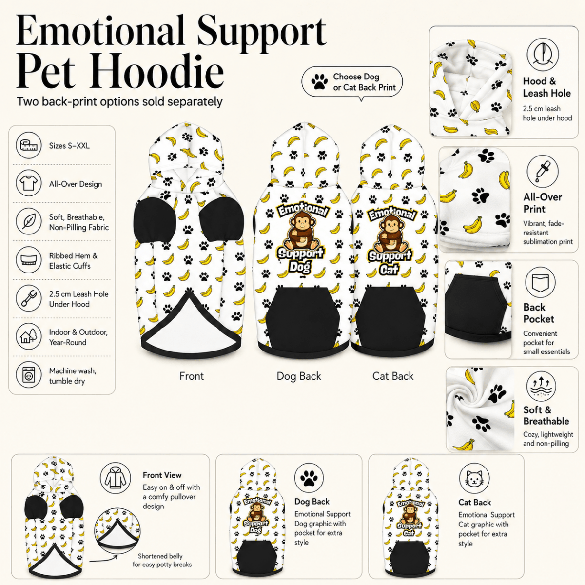 Emotional Support Human and Dog Pet and Owner Hoodie Set - FluffnCoSolivexs