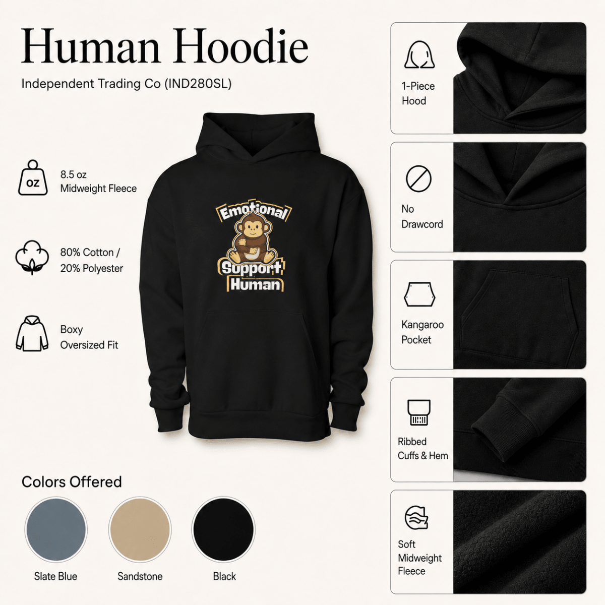 Emotional Support Human and Dog Pet and Owner Hoodie Set - FluffnCoSolivexs