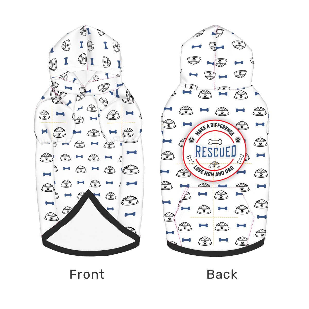 Dog wearing Make a Difference Rescue Pet-Only Hoodie (Add-On) pet hoodie side view