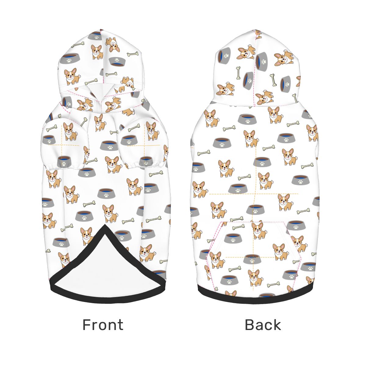 Dog wearing Corgi Pet Only Hoodie (Add-on) pet hoodie side view