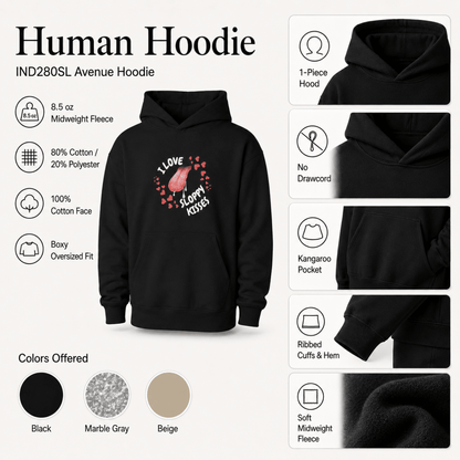 I Love Sloppy Kisses & Sloppy Kisser Pet and Human Hoodie Set - FluffnCoSBlackxsmatchingset