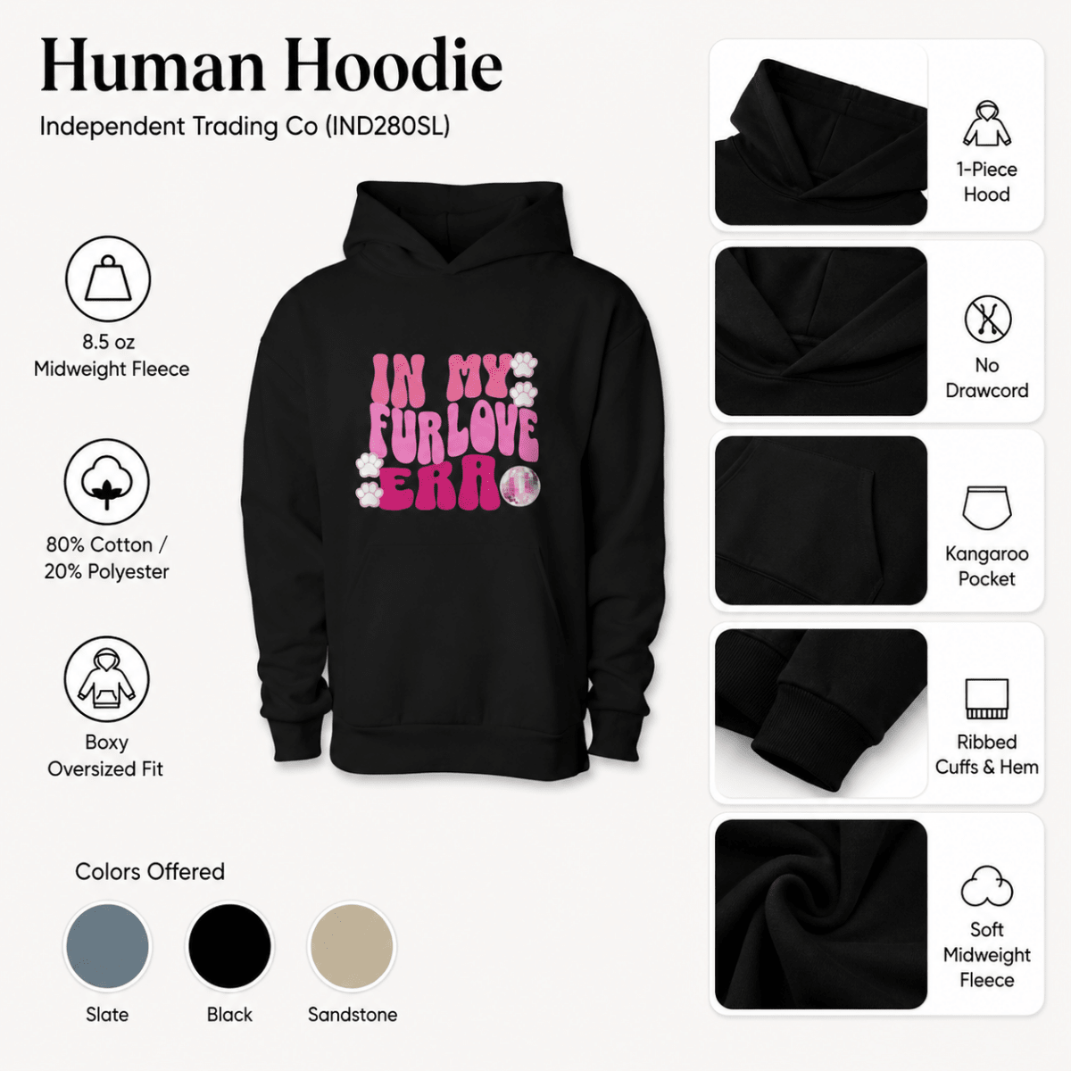 In My Fur Era & Food Era Pet and Human Hoodie Set - FluffnCoSBlackxsmatchingset