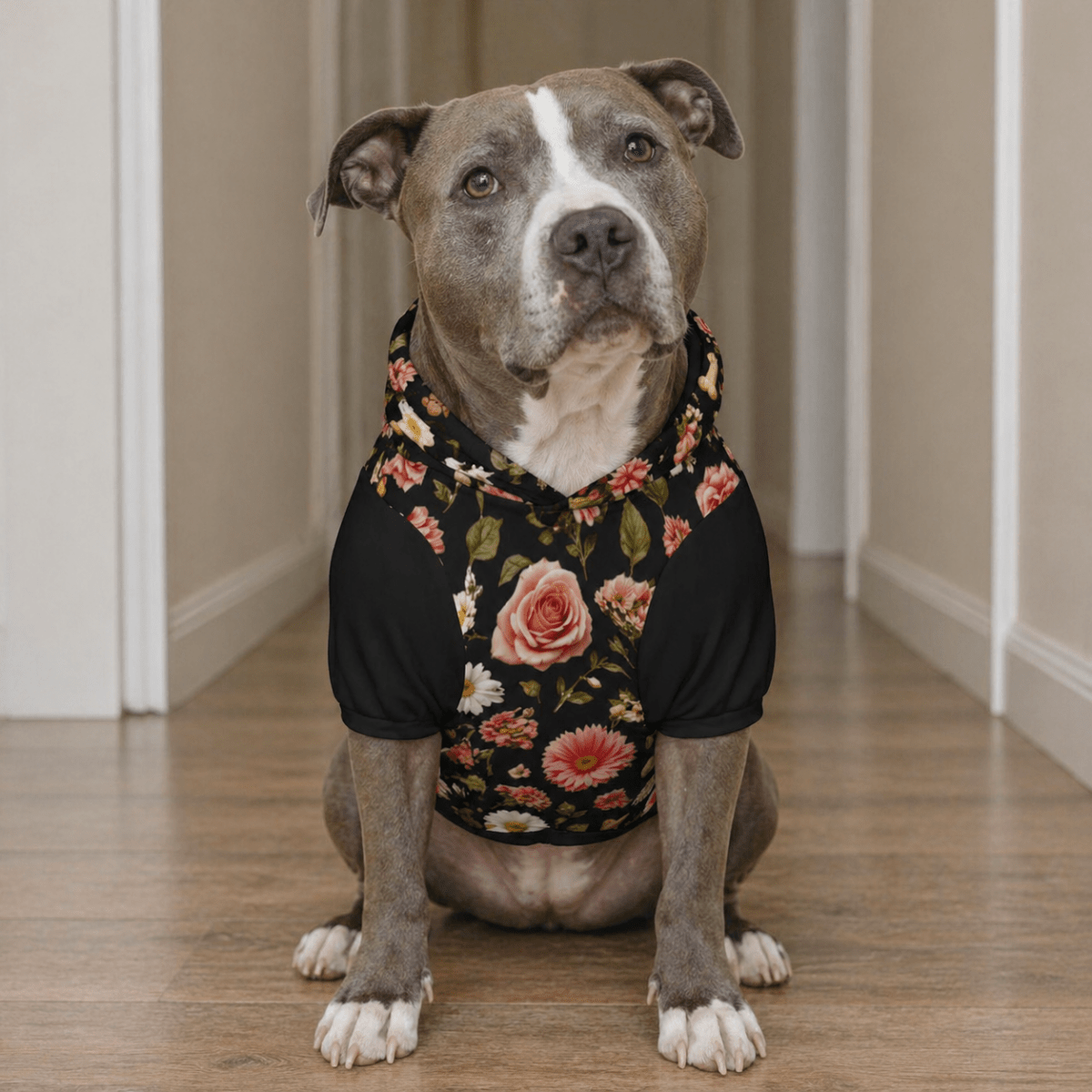 Floral Dog Mom Pet Hoodie - Dog Hoodie front