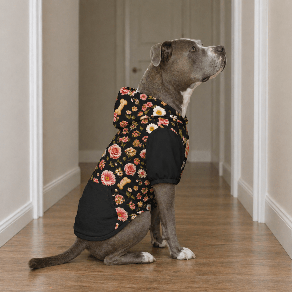 Floral Dog Mom Pet and Human Hoodie Set - Dog Hoodie slightly backwards