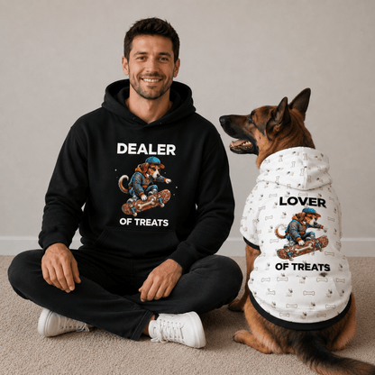 Dealer & Lover of Treats Pet and Human Hoodie Set - FluffnCoBlackxsSmatchingset
