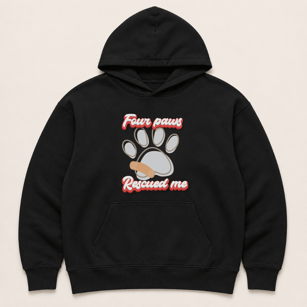 Four Paws Rescued Me - Human Hoodie - FluffnCoblackxshuman only