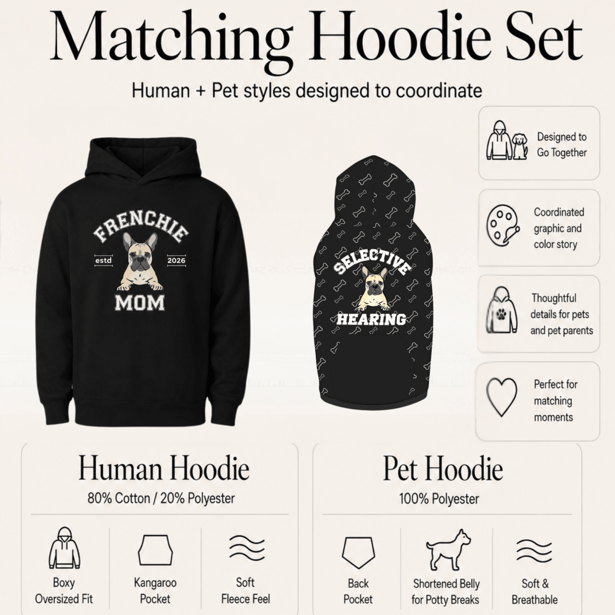 Frenchie Mom Pet and Owner Matching Set - FluffnCoblackxsS