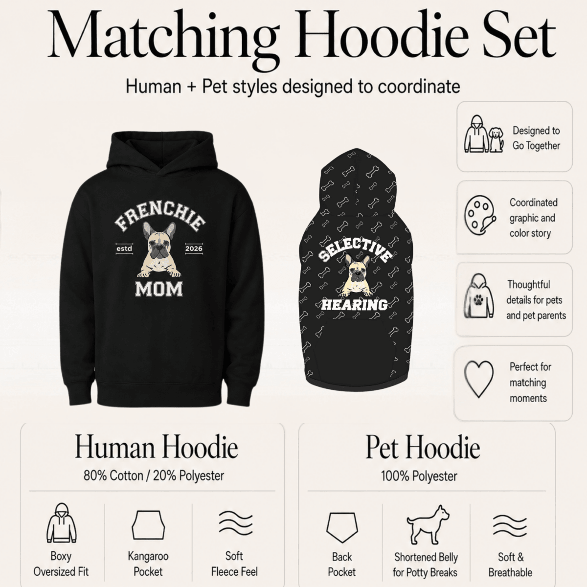 Frenchie Mom Pet and Owner Matching Set - FluffnCoSandstonexsS