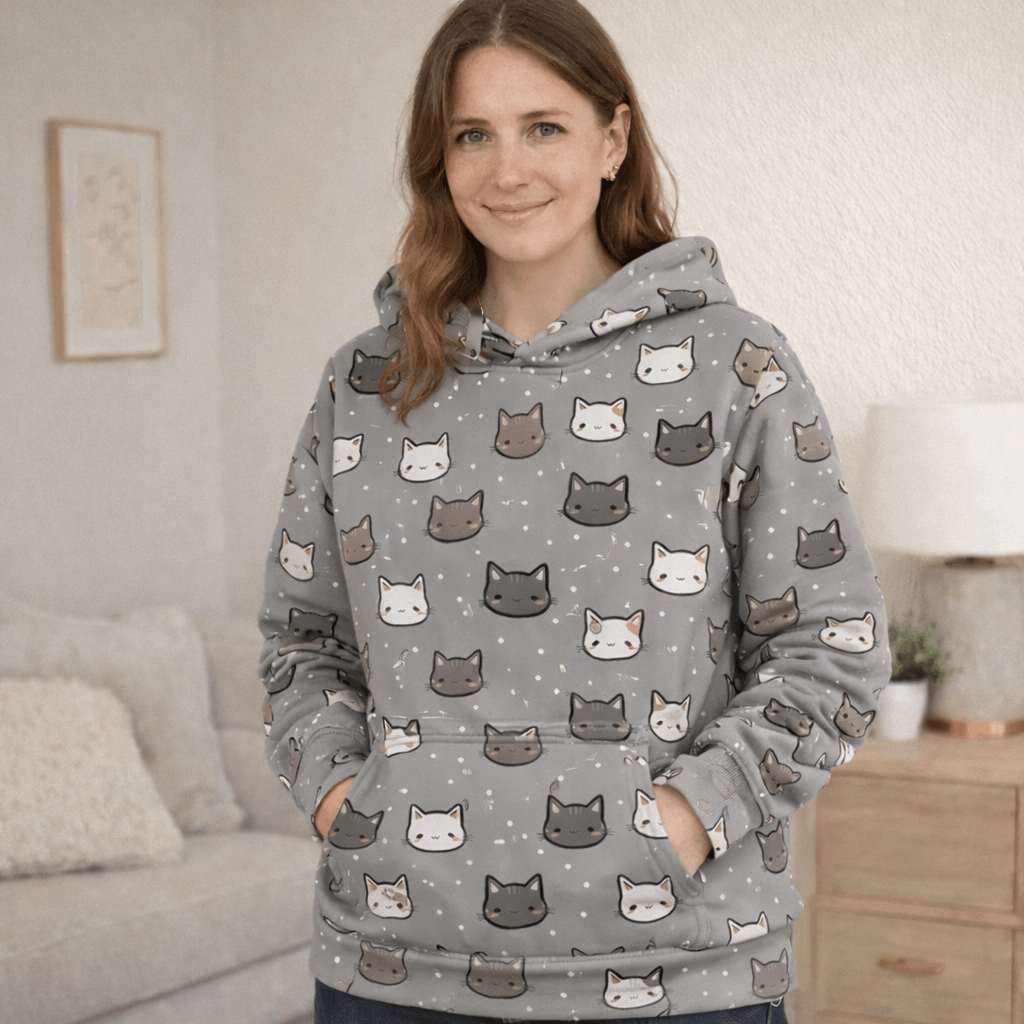 Cat Face All Over Pattern Pet and Human Hoodie Set - FluffnCoSSAOPmatching