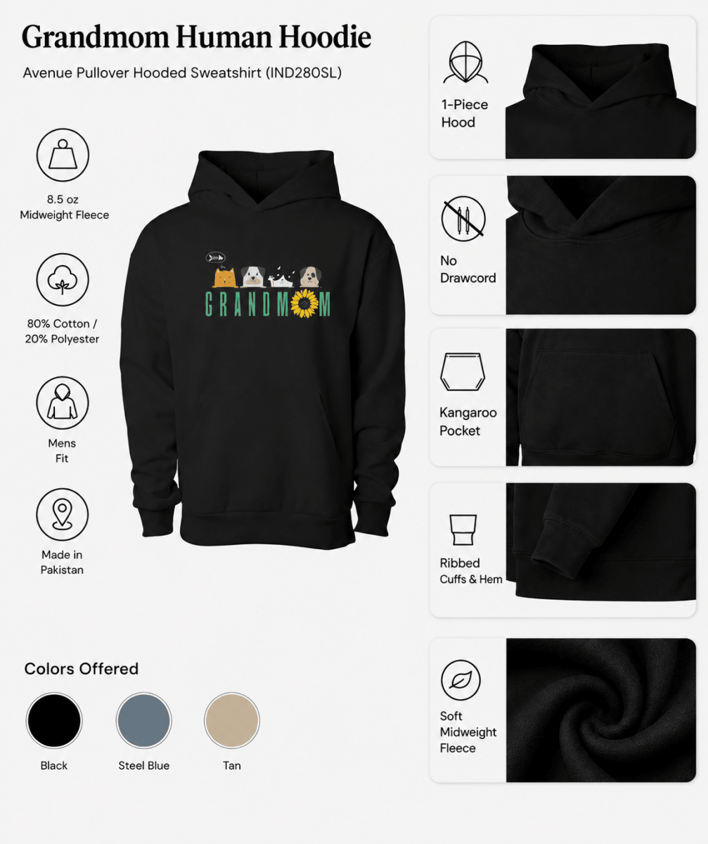 Grandmom & Grandkid Matching Pet & Owner Hoodie Set - FluffnCoSblackxs