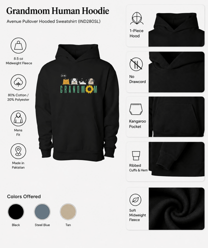 Grandmom & Grandkid Matching Pet & Owner Hoodie Set - FluffnCoSblackxs