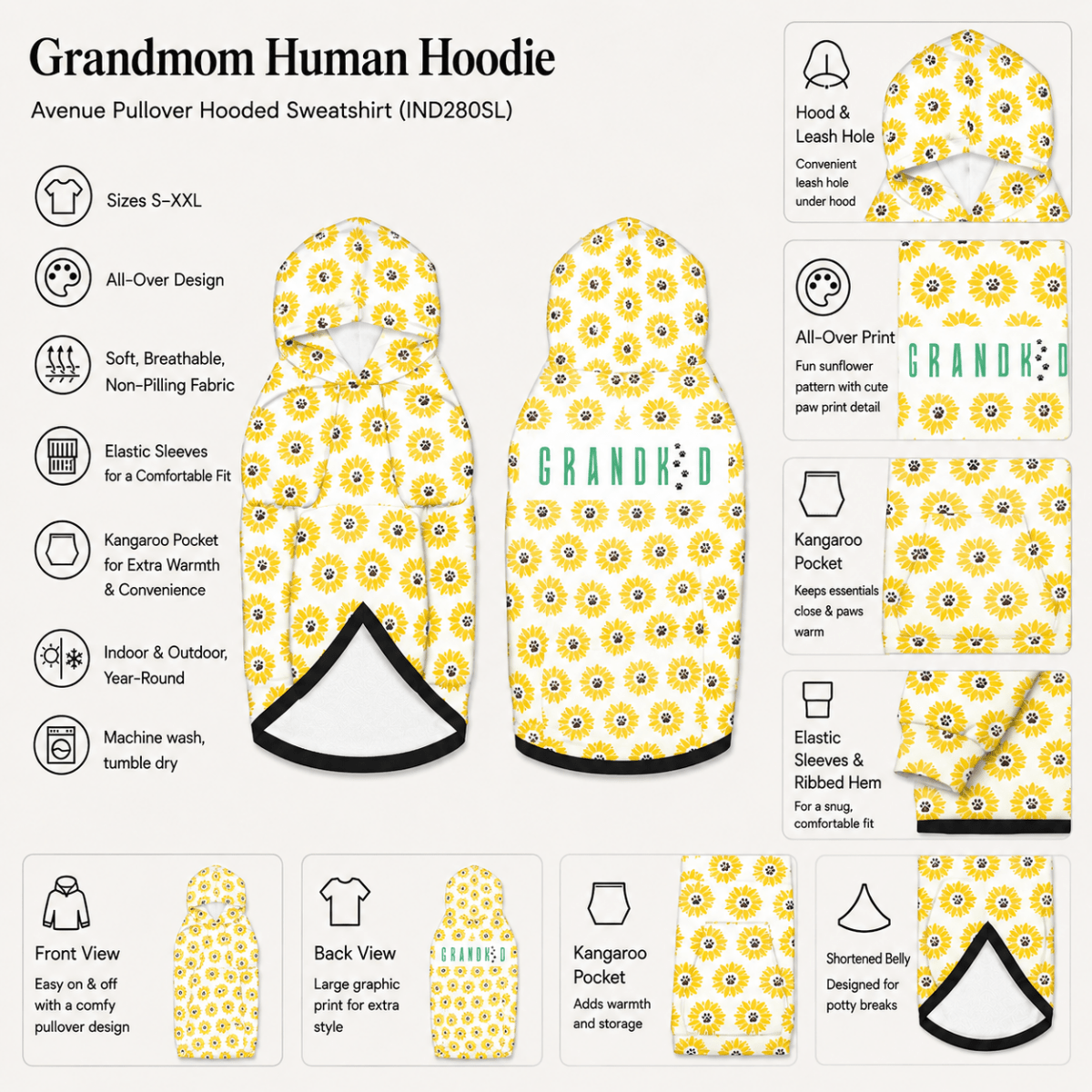 Grandmom & Grandkid Matching Pet & Owner Hoodie Set - FluffnCoSblackxs
