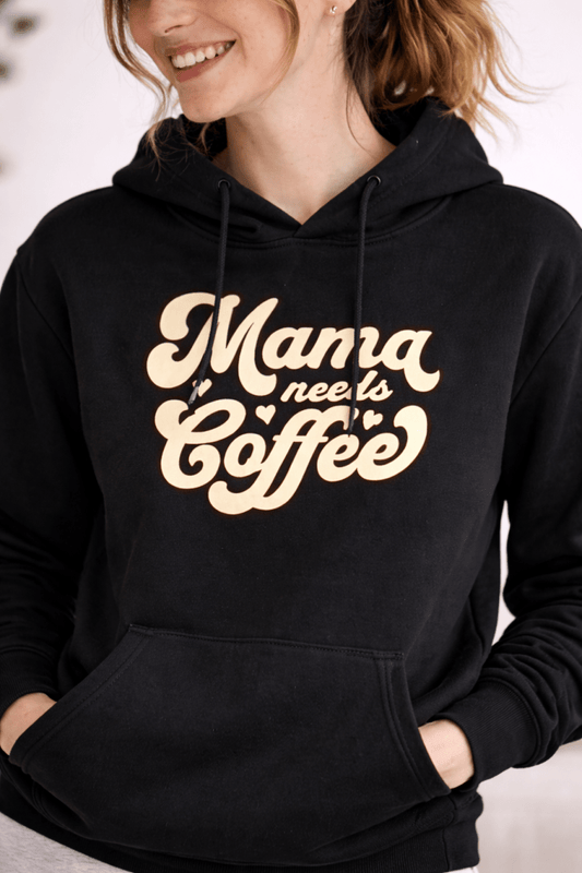 Mama Needs Coffee & Dog Need Walkie Pet and Human Hoodie Set - FluffnCoBlackxsSmatchingset